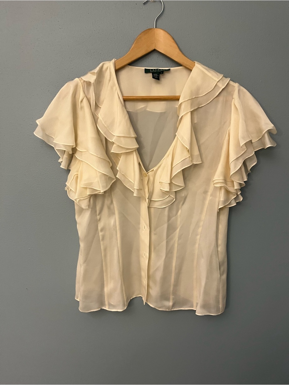 Lauren Ralph Lauren Ruffled Silk Short-Sleeve Blouse
